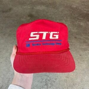 Vintage Otto Cap GM STG Service Technology Group Red Trucker Rope Hat‎ Snapback